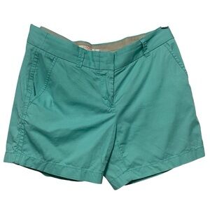 J. Crew Shorts Womens Size 2 Teal 100% Cotton Broken in Chino Pockets 4" Inseam